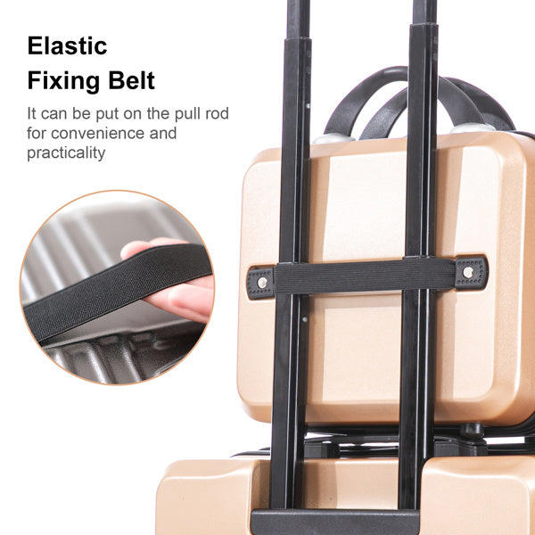 2 Piece Travel Luggage Set Hard shell Suitcase with Spinner Wheels 18' Underseat luggage and 14' Comestic Travel case Toiletry box Champagne