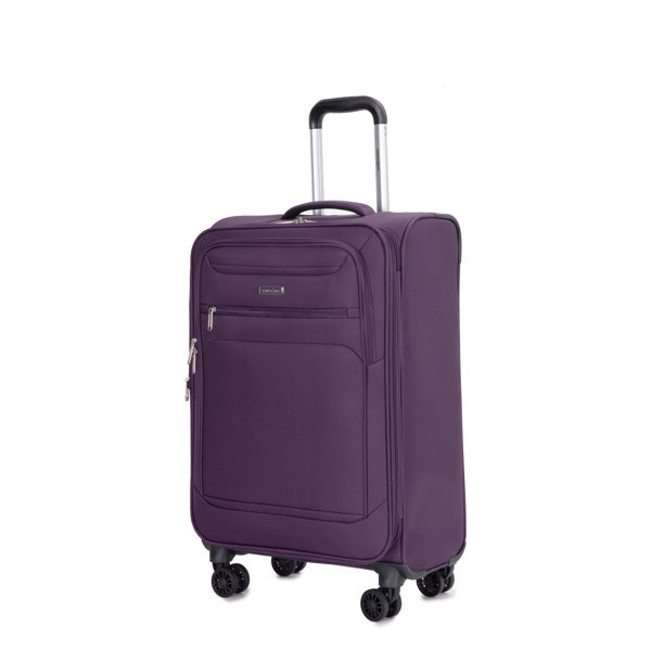 3-Piece Set (18/Travelbag/toiletry bag) ,Softshell Suitcase Spinner Wheels Terylene Polyester Luggage Sets Carry On Suitcase Luggage Lightweight Durable Suitcase PURPLE