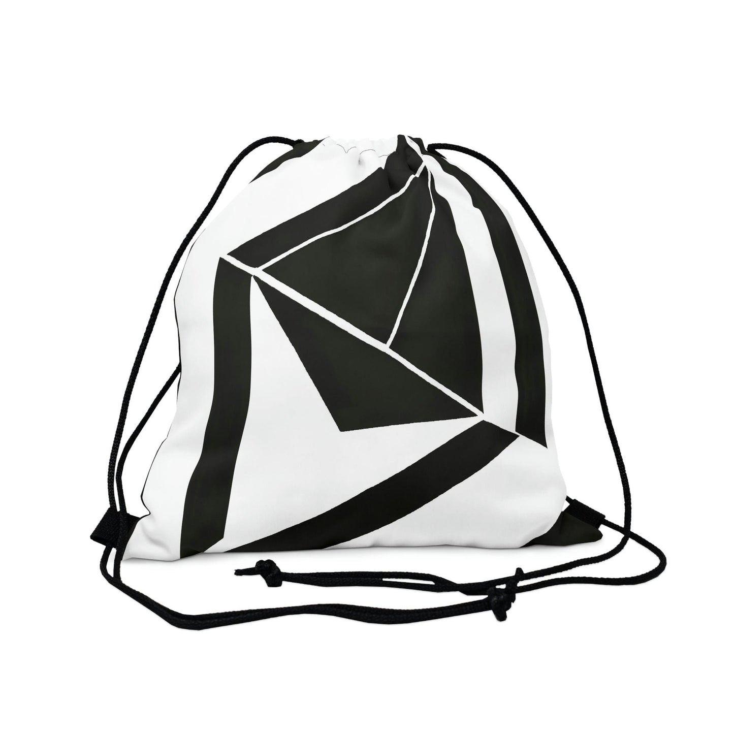 Drawstring Backsac Bag - Black And White Geometric Pattern