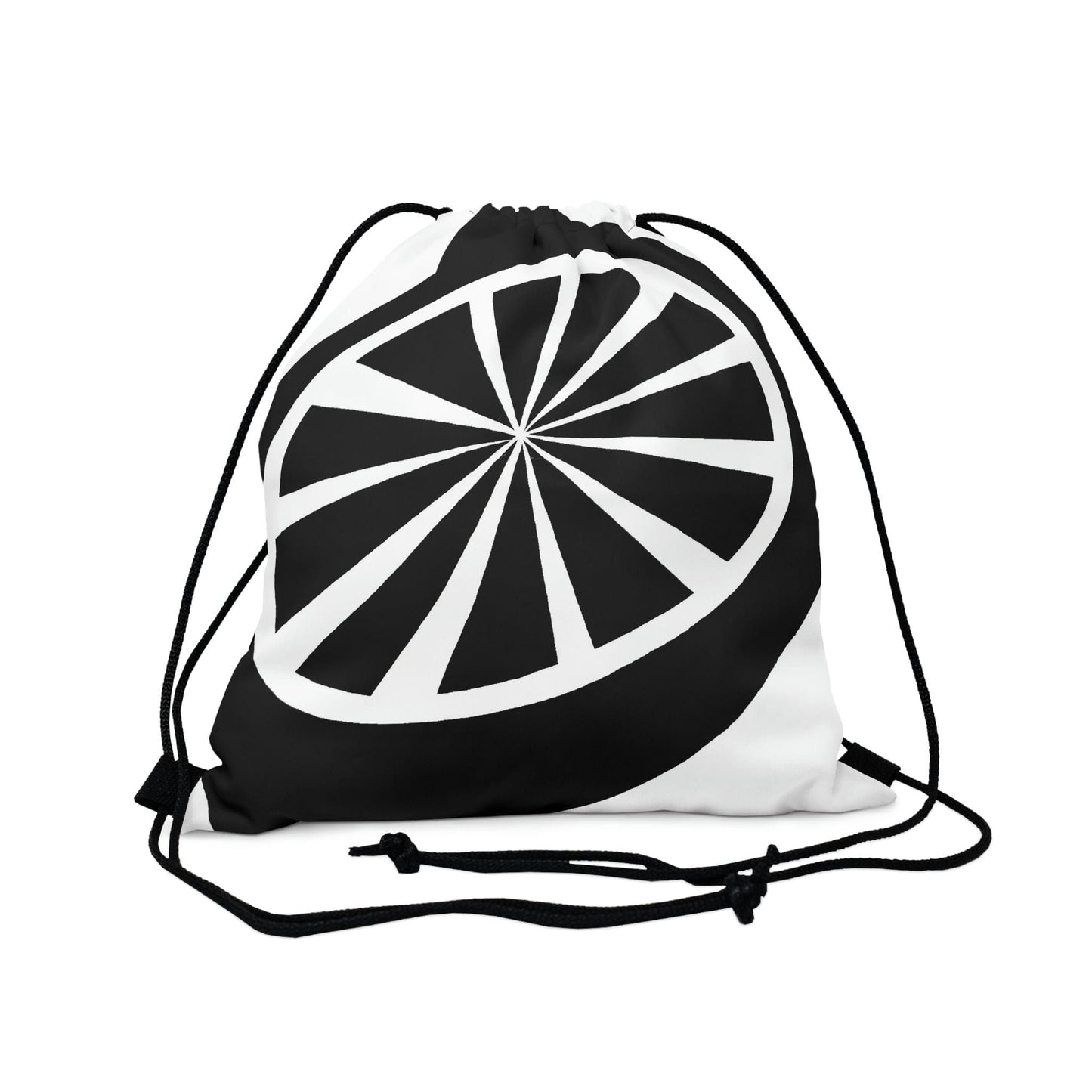 Drawstring Backsac Bag - Black And White Geometric Pattern