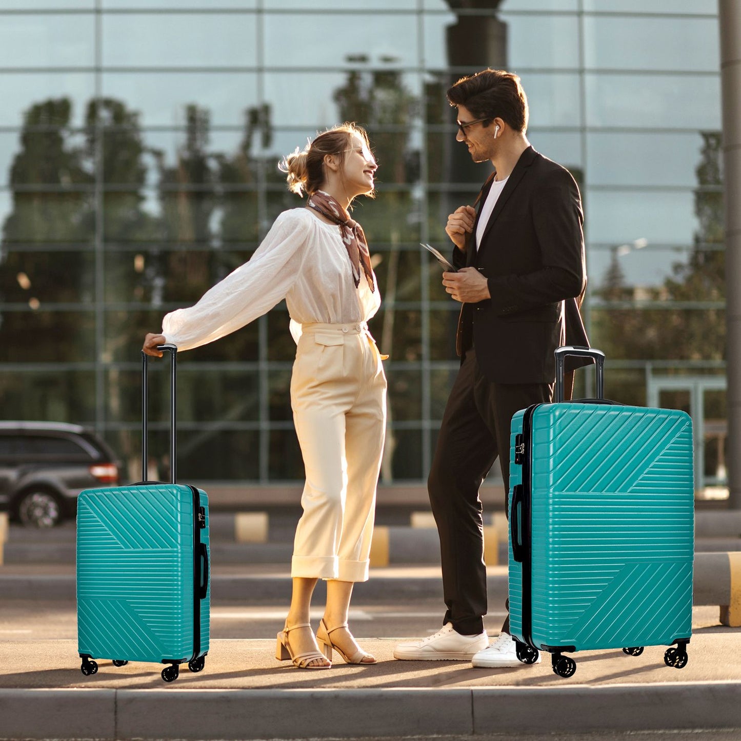 Hardshell Luggage Sets 3 Piece double spinner 8 wheels Suitcase with TSA Lock Lightweight 20''24''28''