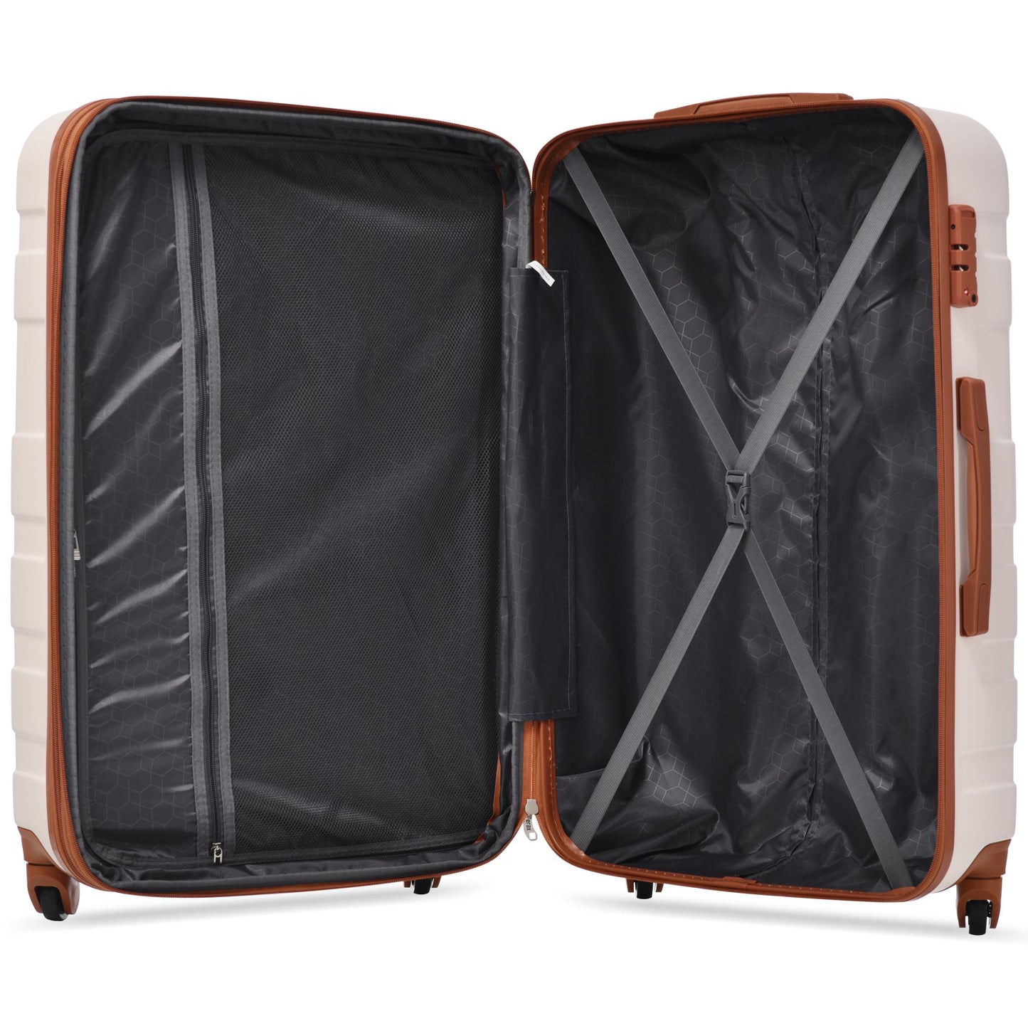 Luggage Sets New Model Expandable ABS Hardshell 3pcs Clearance Luggage Hardside Lightweight Durable Suitcase sets Spinner Wheels Suitcase with TSA Lock 20''24''28''( pink and brown)