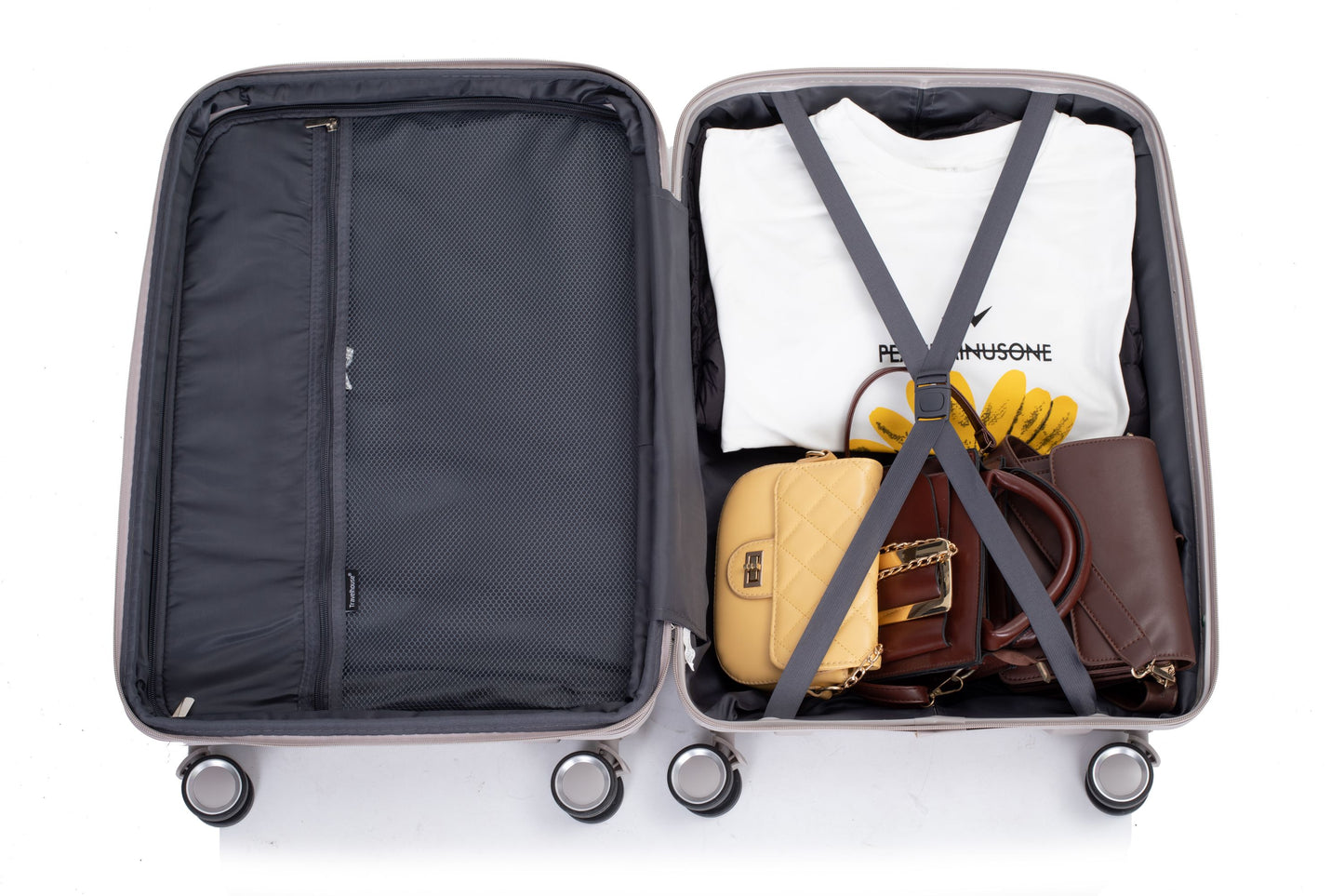 Expandable Hardshell Suitcase Double Spinner Wheels PP Luggage Sets Lightweight Durable Suitcase with TSA Lock,3-Piece Set (20/24/28) , Griege