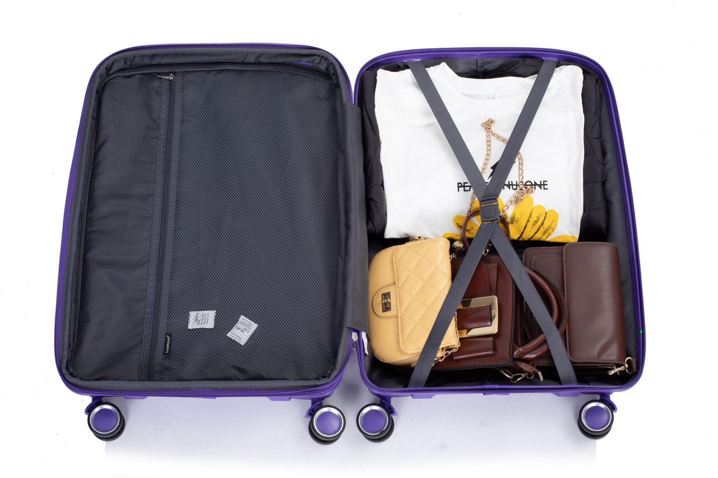 Expandable Hardshell Suitcase Double Spinner Wheels PP Luggage Sets Lightweight Durable Suitcase with TSA Lock,3-Piece Set (20/24/28) , Purple
