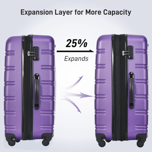 3 Piece Luggage Set Hardside Spinner Suitcase with TSA Lock 20" 24" 28" Available