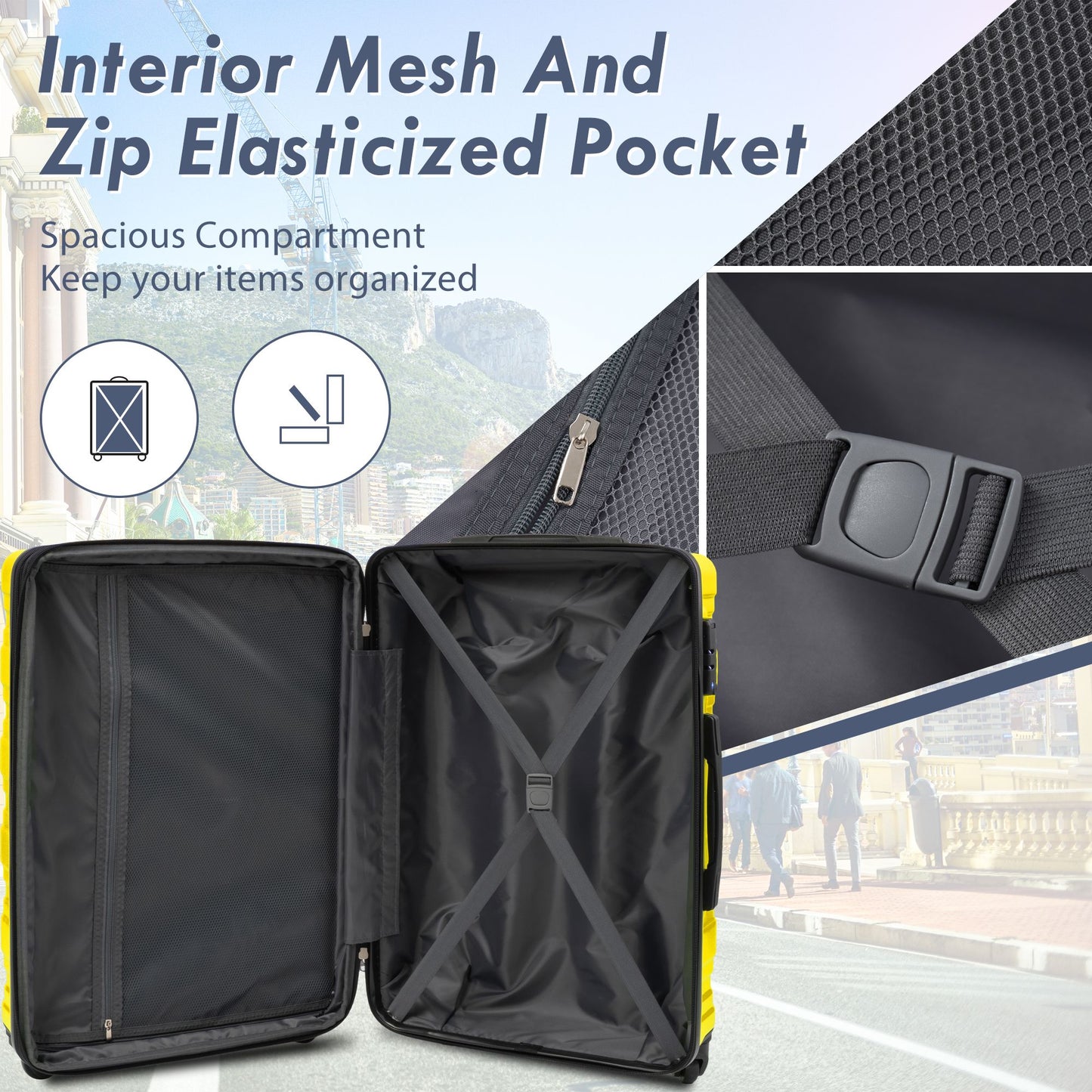 Luggage with TSA Lock Spinner Wheels Hardside Expandable Luggage Travel Suitcase Check In Luggage ABS 28"