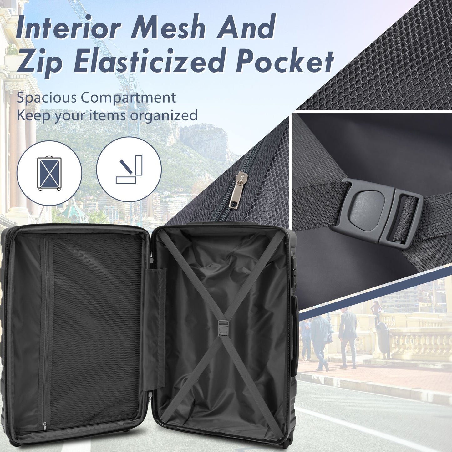 Merax Luggage with TSA Lock Spinner Wheels Hardside Expandable Luggage Travel Suitcase Carry on Luggage ABS 28"