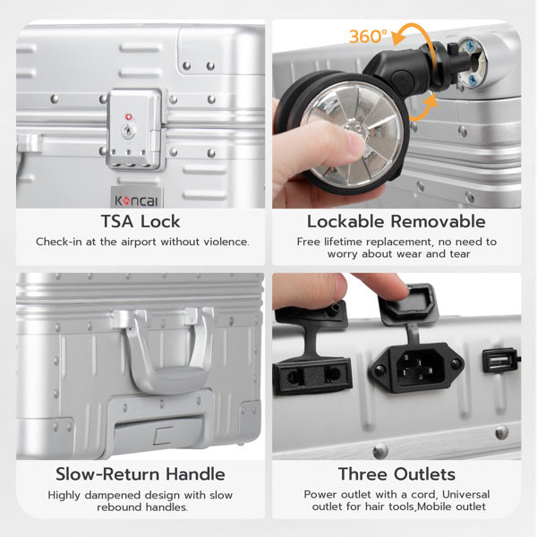 Makeup Train Case with Mirror and Lights, Free Standing Portable Vanity Station w/Wheels and Speakers, Professional Rolling Cosmetic Trolley Organizer Travel Case