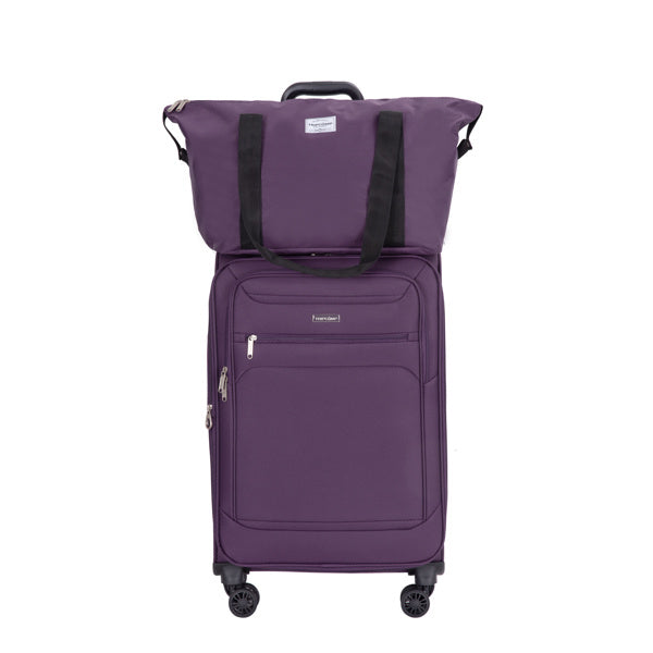 3-Piece Set (18/Travelbag/toiletry bag) ,Softshell Suitcase Spinner Wheels Terylene Polyester Luggage Sets Carry On Suitcase Luggage Lightweight Durable Suitcase PURPLE