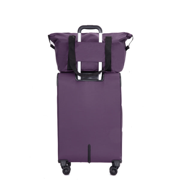 3-Piece Set (18/Travelbag/toiletry bag) ,Softshell Suitcase Spinner Wheels Terylene Polyester Luggage Sets Carry On Suitcase Luggage Lightweight Durable Suitcase PURPLE
