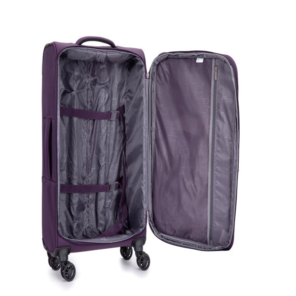 3-Piece Set (18/Travelbag/toiletry bag) ,Softshell Suitcase Spinner Wheels Terylene Polyester Luggage Sets Carry On Suitcase Luggage Lightweight Durable Suitcase PURPLE