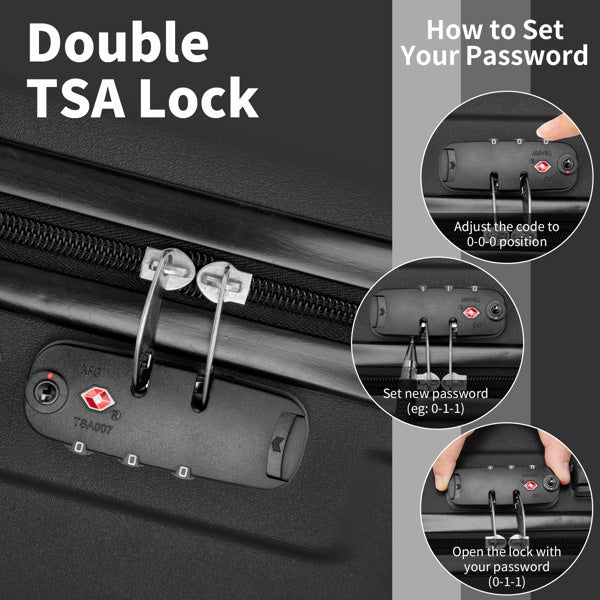Luggage Set of 3, ABS+PC Hardside Suitcase Sets with TSA Lock 4 Spinner Wheels, Lightweight Trolley Travel Case for Carry On Check-in Business Trip, 20" 24" 28"
