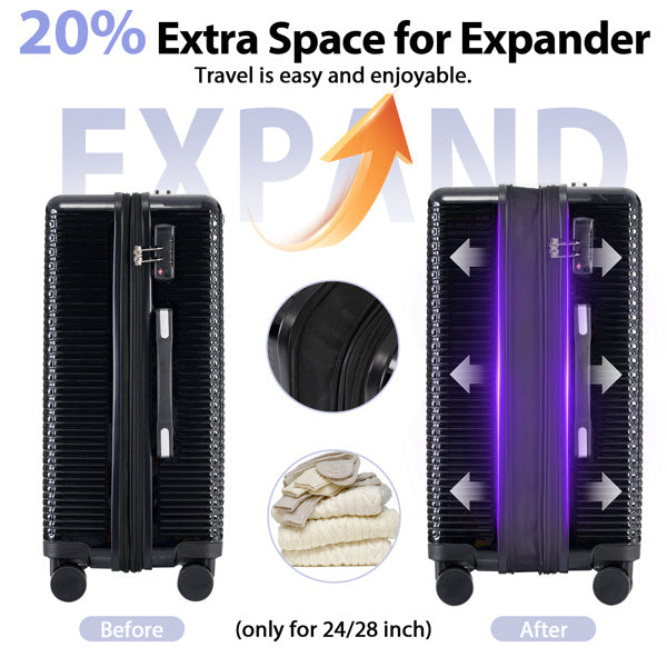 Luggage Sets 3 Piece Hardshell Suitcases with Wheels, Lightweight Expandable Travel Luggage with TSA Lock, Carry-on, Checked Luggage(20inch 24inch 28inch)