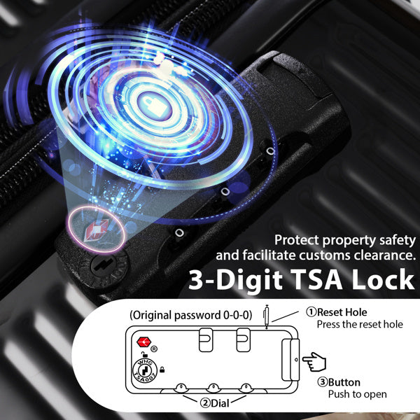 Luggage Sets 3 Piece Hardshell Suitcases with Wheels, Lightweight Expandable Travel Luggage with TSA Lock, Carry-on, Checked Luggage(20inch 24inch 28inch)