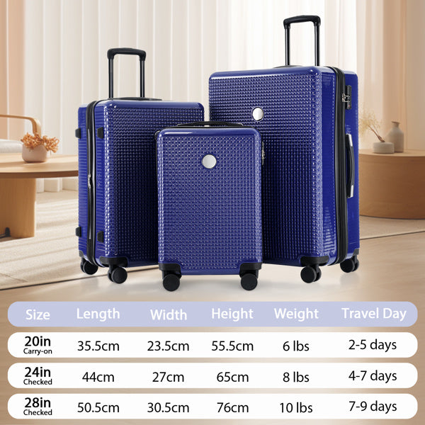 Luggage Sets 3 Piece Hardshell Suitcases with Wheels, Lightweight Expandable Travel Luggage with TSA Lock, Carry-on, Checked Luggage(20inch 24inch 28inch)