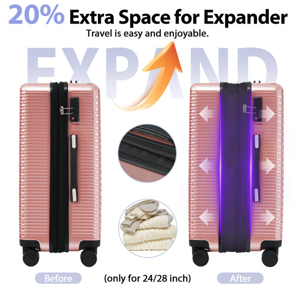 Luggage Sets 3 Piece Hardshell Suitcases with Wheels, Lightweight Expandable Travel Luggage with TSA Lock, Carry-on, Checked Luggage(20inch 24inch 28inch)