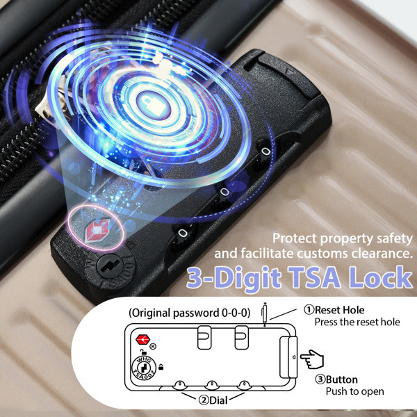 Luggage Sets 3 Piece Hardshell Suitcases with Wheels, Lightweight Expandable Travel Luggage with TSA Lock, Carry-on, Checked Luggage(20inch 24inch 28inch)