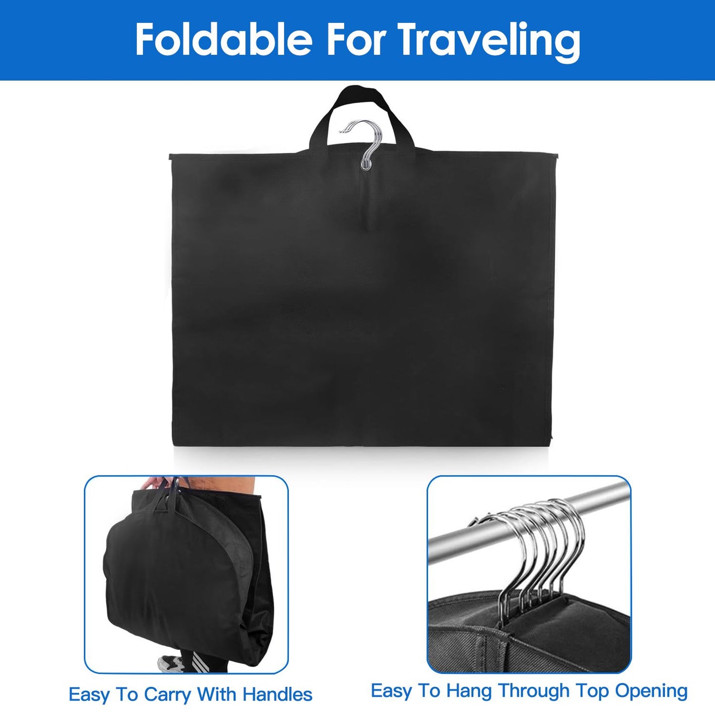 5 Packs Garment Bags Breathable Suit Bag Washable Clothes Cover Protector with Handles for Suits Coat Shirts T-shirts Jackets Dress for Adults Children