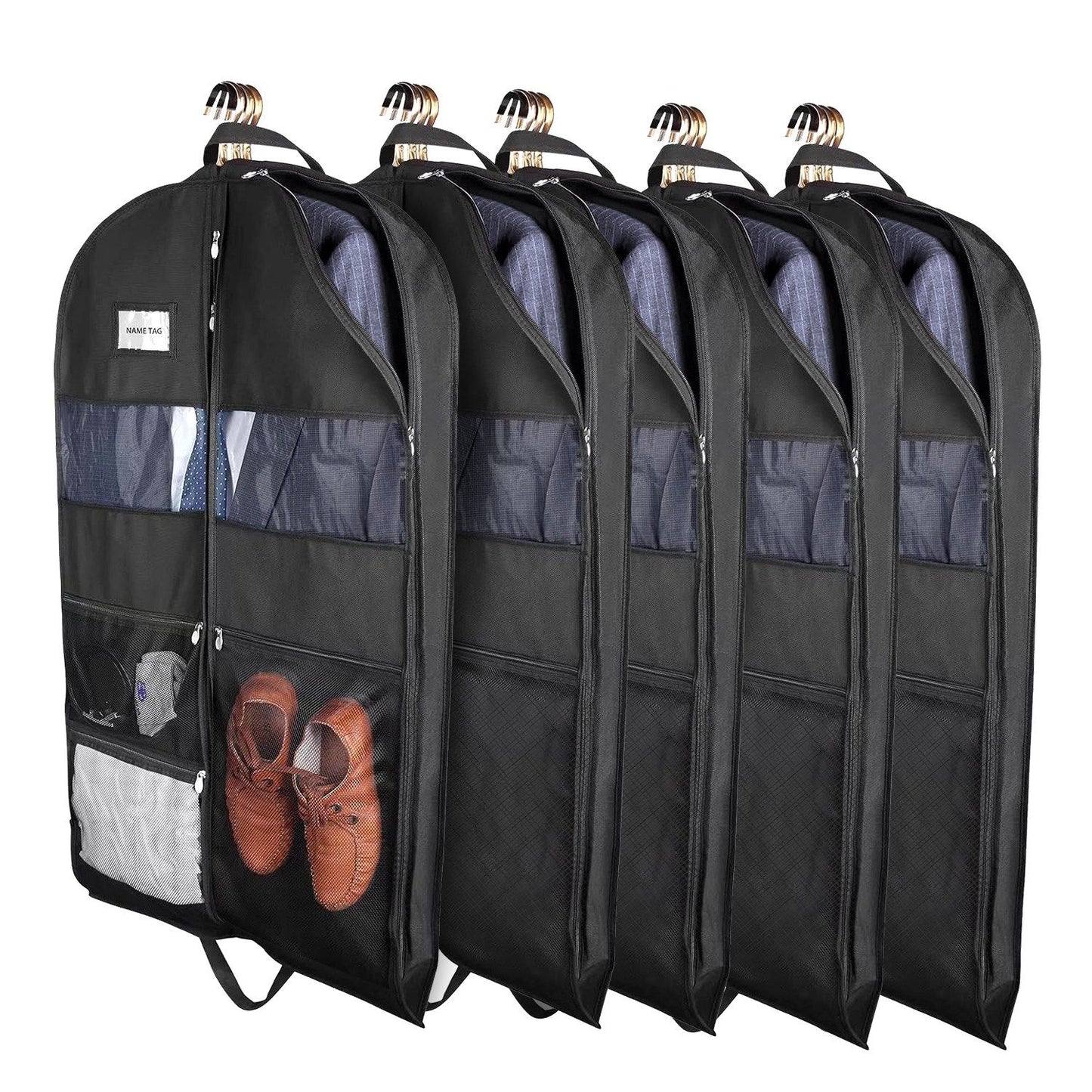 5 Packs Garment Bags Breathable Suit Bag Washable Clothes Cover Protector with Handles for Suits Coat Shirts T-shirts Jackets Dress for Adults Children