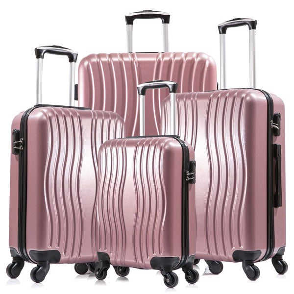 4 Piece Luggage Set PC Material Hard Shell Suitcase with Spinner Wheels Lightweight Suitcase Set Silver