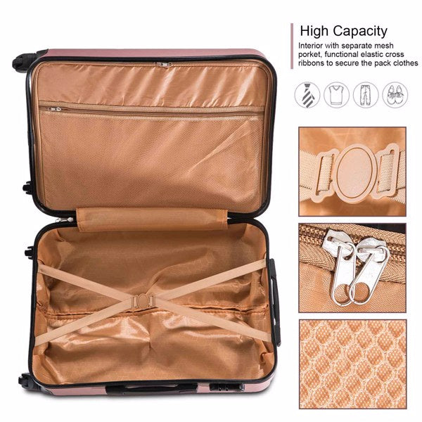 4 Piece Luggage Set PC Material Hard Shell Suitcase with Spinner Wheels Lightweight Suitcase Set Silver