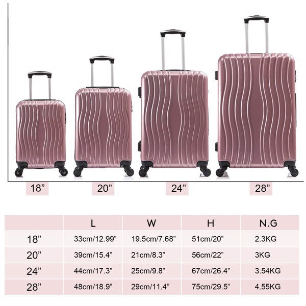 4 Piece Luggage Set PC Material Hard Shell Suitcase with Spinner Wheels Lightweight Suitcase Set Silver