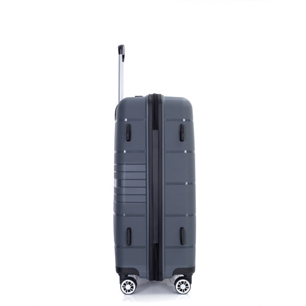 Hardshell Suitcase Double Spinner Wheels PP Luggage Sets Lightweight Durable Suitcase with TSA Lock,3-Piece Set (20/24/28) , Gray