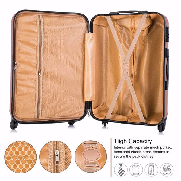 5 Piece Set Luggage Sets Suitcase ABS Hardshell Lightweight Spinner Wheels (16/20/24/28 inch)