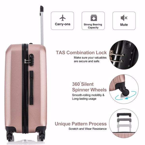 5 Piece Set Luggage Sets Suitcase ABS Hardshell Lightweight Spinner Wheels (16/20/24/28 inch)