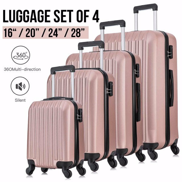 5 Piece Set Luggage Sets Suitcase ABS Hardshell Lightweight Spinner Wheels (16/20/24/28 inch)