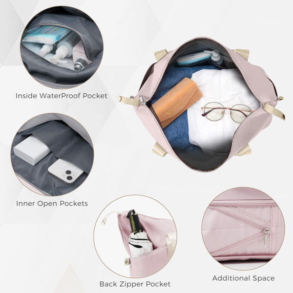 Luggage Sets 4 Piece, 20-inch with USB Port, Expandable ABS Durable Suitcase with Travel Bag, Cup Holder, ABS Hard Shell Luggage with Spinner Wheels, RosyBrown