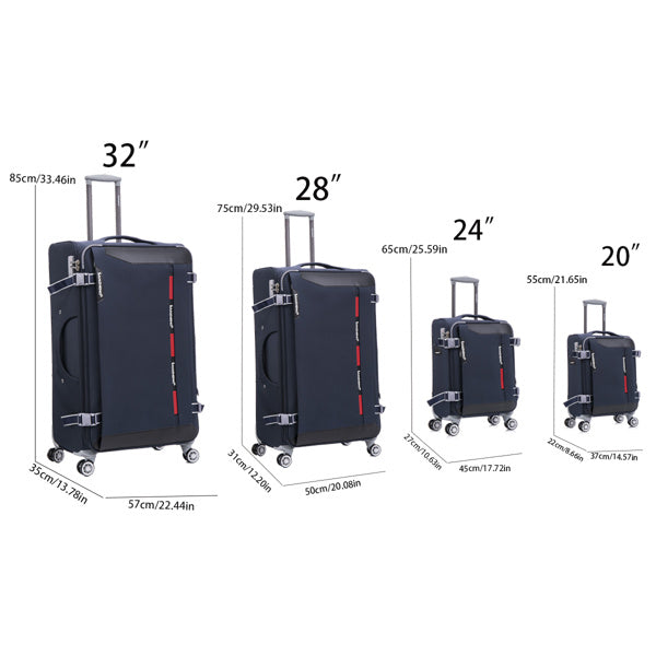 Softside Upright Luggage Set Expandable, Lightweight,4-Piece (20//24/28/32) ,blue