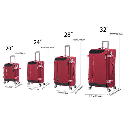 Softside Upright Luggage Set Expandable, Lightweight,4-Piece (20//24/28/32) ,Claret Red