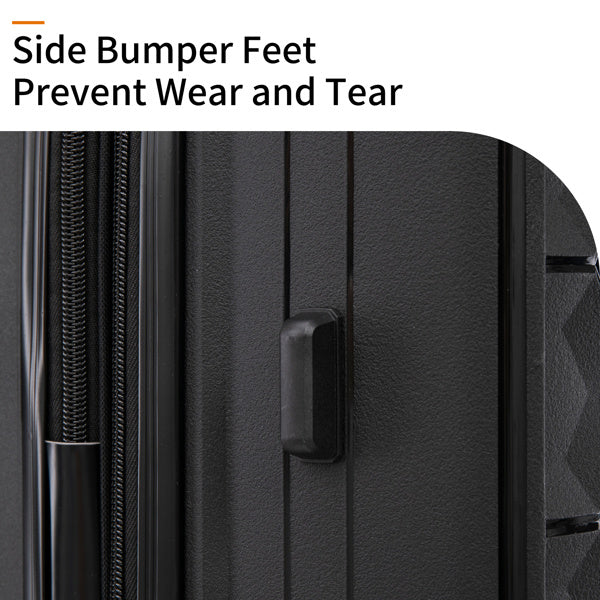 PP Luggage Sets 3 Piece(20/24/28), Expandable Carry On Luggage with TSA Lock Airline Approved, PP materials Hard Shell and Lightweight Suitcase with Spinner Wheels (Black)