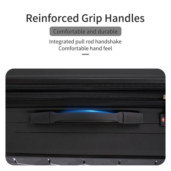 PP Luggage Sets 3 Piece(20/24/28), Expandable Carry On Luggage with TSA Lock Airline Approved, PP materials Hard Shell and Lightweight Suitcase with Spinner Wheels (Black)