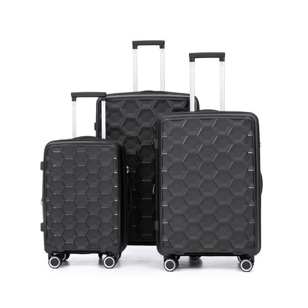 PP Luggage Sets 3 Piece(20/24/28), Expandable Carry On Luggage with TSA Lock Airline Approved, PP materials Hard Shell and Lightweight Suitcase with Spinner Wheels (Black)
