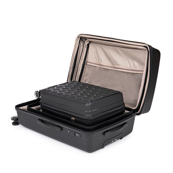 PP Luggage Sets 3 Piece(20/24/28), Expandable Carry On Luggage with TSA Lock Airline Approved, PP materials Hard Shell and Lightweight Suitcase with Spinner Wheels (Black)