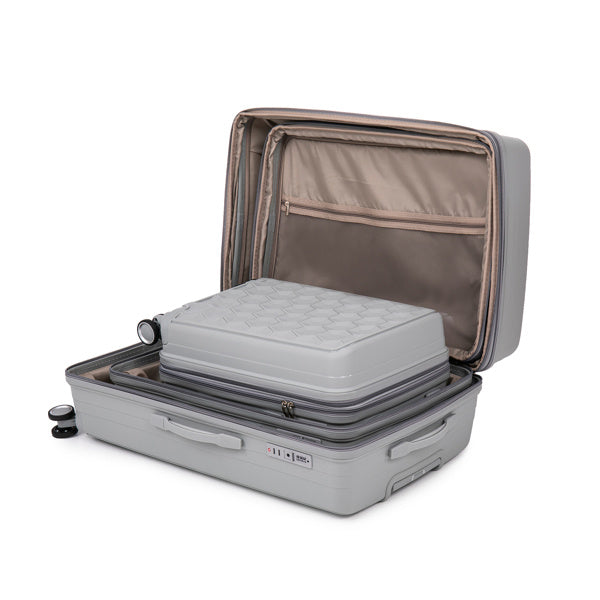 PP Luggage Sets 3 Piece(20/24/28), Expandable Carry On Luggage with TSA Lock Airline Approved, PP materials Hard Shell and Lightweight Suitcase with Spinner Wheels (Gray)