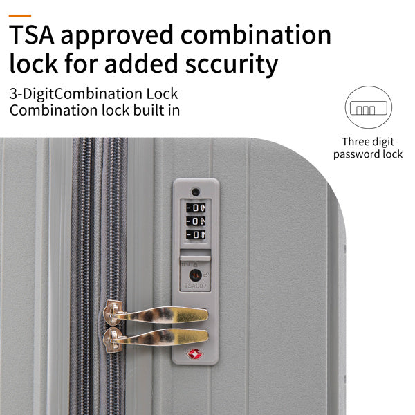 PP Luggage Sets 3 Piece(20/24/28), Expandable Carry On Luggage with TSA Lock Airline Approved, PP materials Hard Shell and Lightweight Suitcase with Spinner Wheels (Gray)