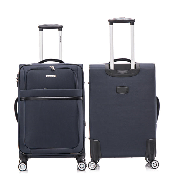 3-piece fabric soft luggage set with swivel wheels and password lock, 20/26/30 inches,Dark Blue