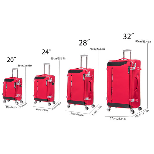 Softside Upright Luggage Set Expandable, Lightweight,4-Piece (20//24/28/32) ,Red