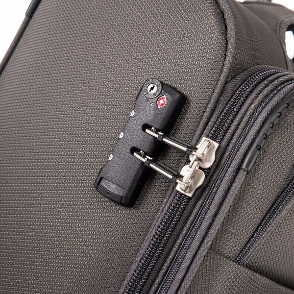 3-piece fabric soft luggage set with swivel wheels and password lock, 20/26/30 inches,Grey