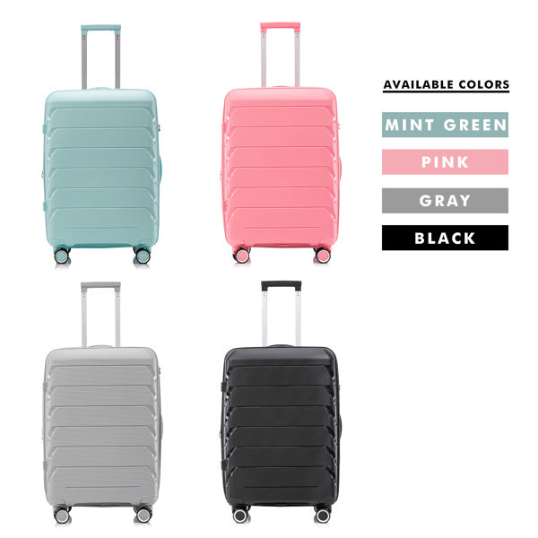 PP Luggage Sets 3 Piece(20/24/28), Expandable Carry On Luggage with TSA Lock Airline Approved, PP materials Hard Shell and Lightweight Suitcase with Spinner Wheels (Mint Green)