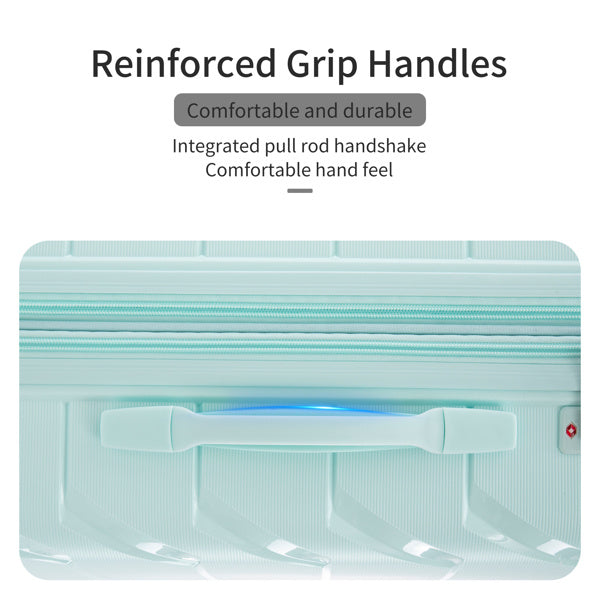 PP Luggage Sets 3 Piece(20/24/28), Expandable Carry On Luggage with TSA Lock Airline Approved, PP materials Hard Shell and Lightweight Suitcase with Spinner Wheels (Mint Green)