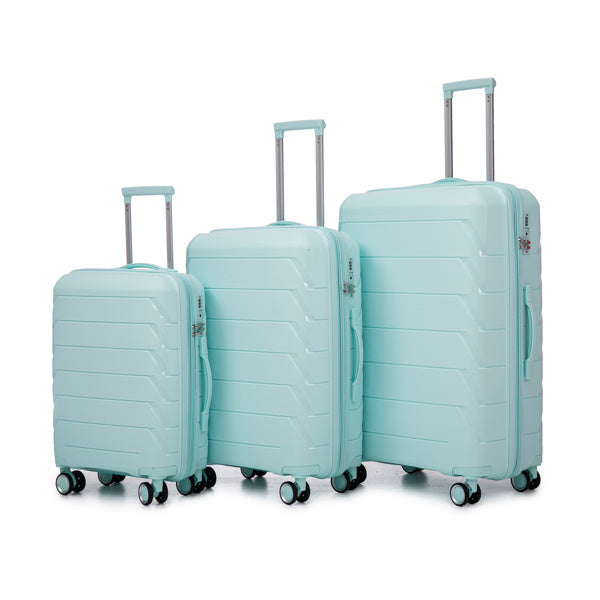 PP Luggage Sets 3 Piece(20/24/28), Expandable Carry On Luggage with TSA Lock Airline Approved, PP materials Hard Shell and Lightweight Suitcase with Spinner Wheels (Mint Green)