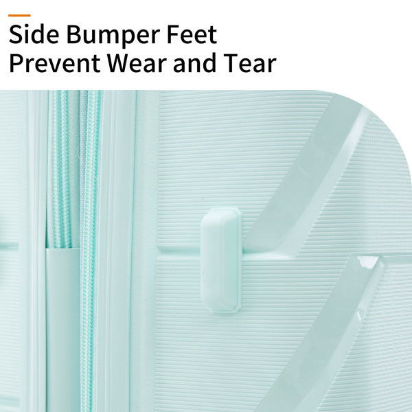 PP Luggage Sets 3 Piece(20/24/28), Expandable Carry On Luggage with TSA Lock Airline Approved, PP materials Hard Shell and Lightweight Suitcase with Spinner Wheels (Mint Green)