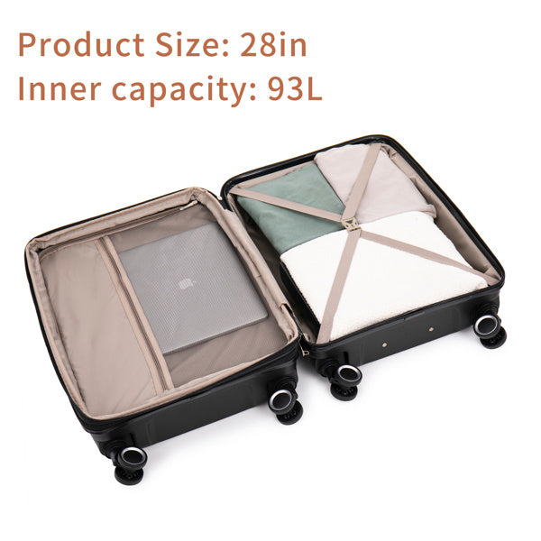 PP Luggage Sets 3 Piece(20/24/28), Expandable Carry On Luggage with TSA Lock Airline Approved, PP materials Hard Shell and Lightweight Suitcase with Spinner Wheels (Black)