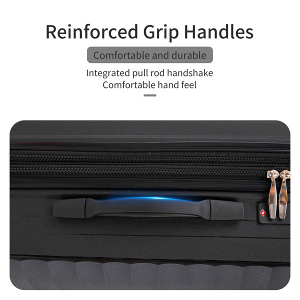 PP Luggage Sets 3 Piece(20/24/28), Expandable Carry On Luggage with TSA Lock Airline Approved, PP materials Hard Shell and Lightweight Suitcase with Spinner Wheels (Black)