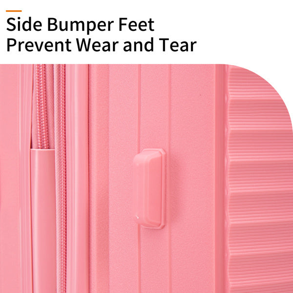 PP Luggage Sets 3 Piece(20/24/28), Expandable Carry On Luggage with TSA Lock Airline Approved, PP materials Hard Shell and Lightweight Suitcase with Spinner Wheels (Pink)