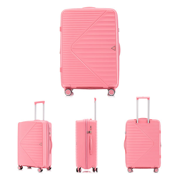 PP Luggage Sets 3 Piece(20/24/28), Expandable Carry On Luggage with TSA Lock Airline Approved, PP materials Hard Shell and Lightweight Suitcase with Spinner Wheels (Pink)